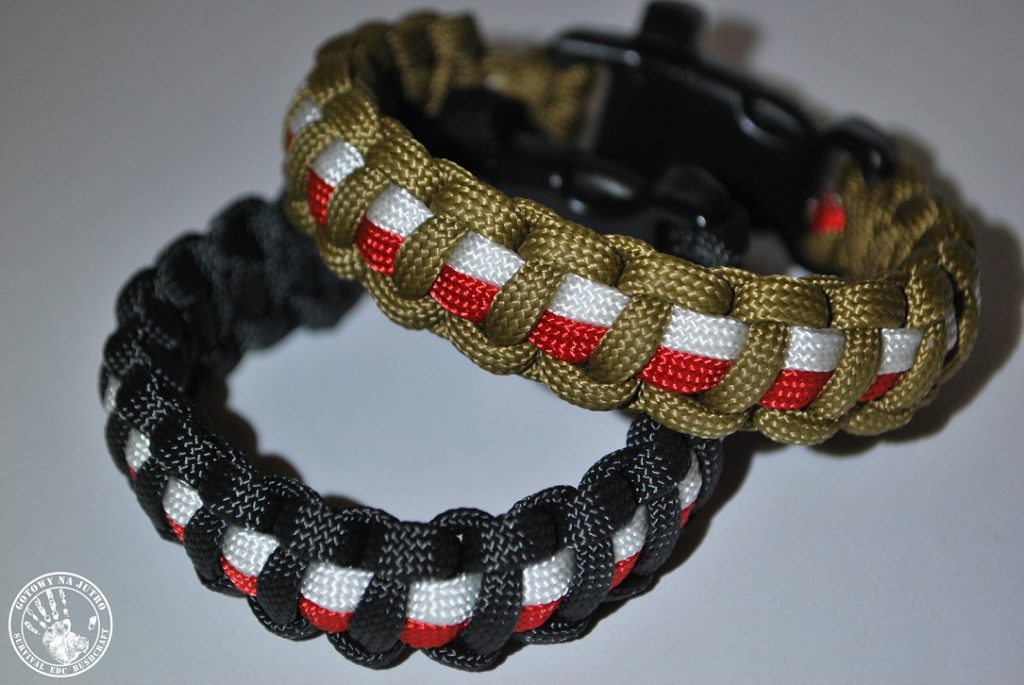 Bransoleta z paracordu Splot Cobra - motyw patryiotyczny